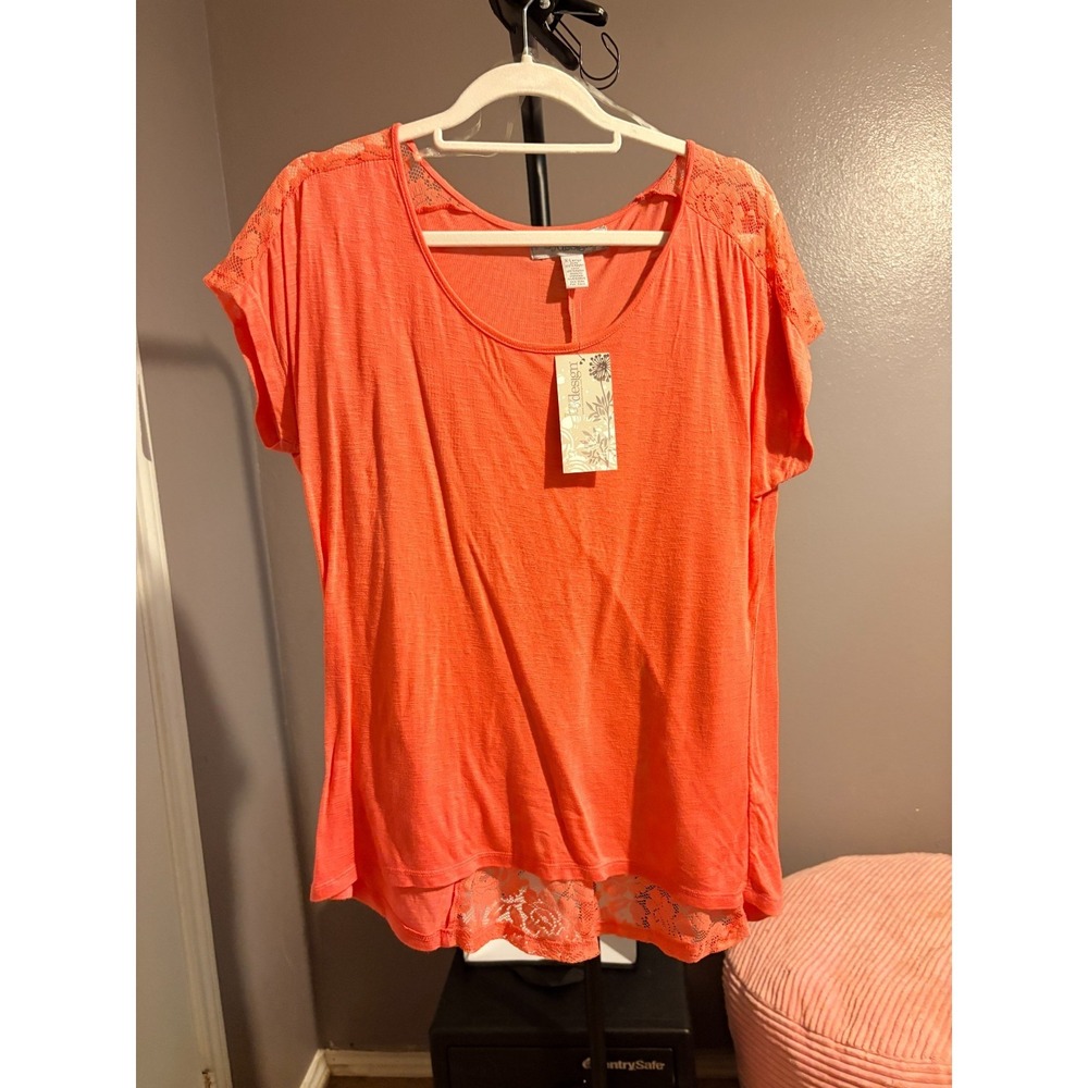 byDesign Short Dolman Slv Scoop Neck w/Lace Sz XL - NWT